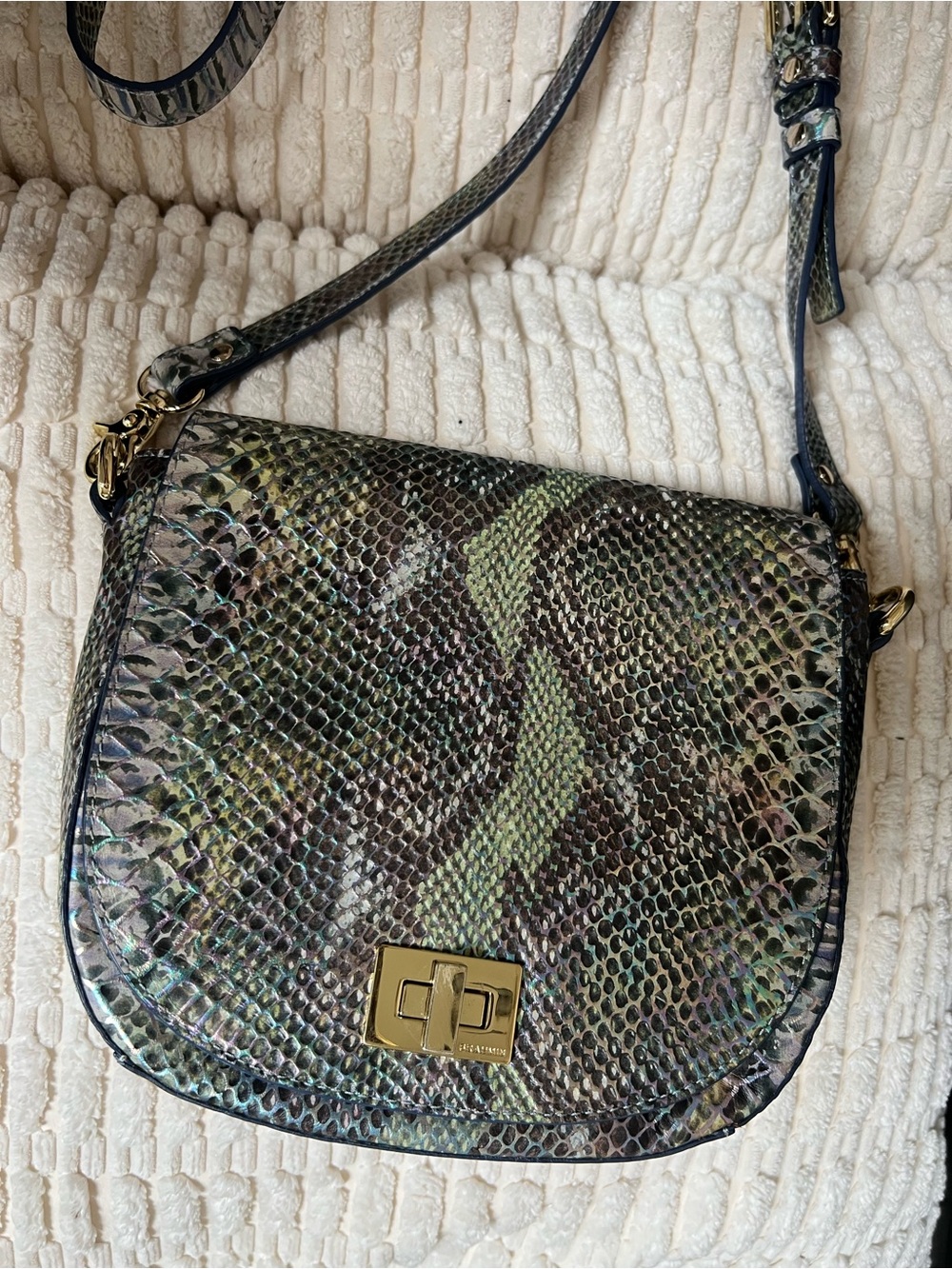 Brahmin Mini Sonny Iridescent Snake-Embossed Crossbody in Shimmering Multi-Tone - Picture 7 of 8